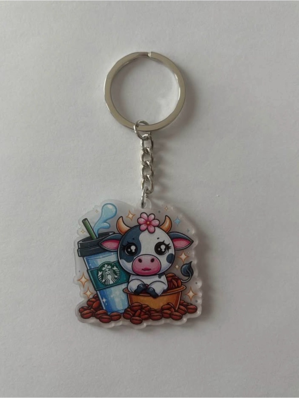 Starbucks Cow Keychain Charm in Blue, Pink, White, Brown